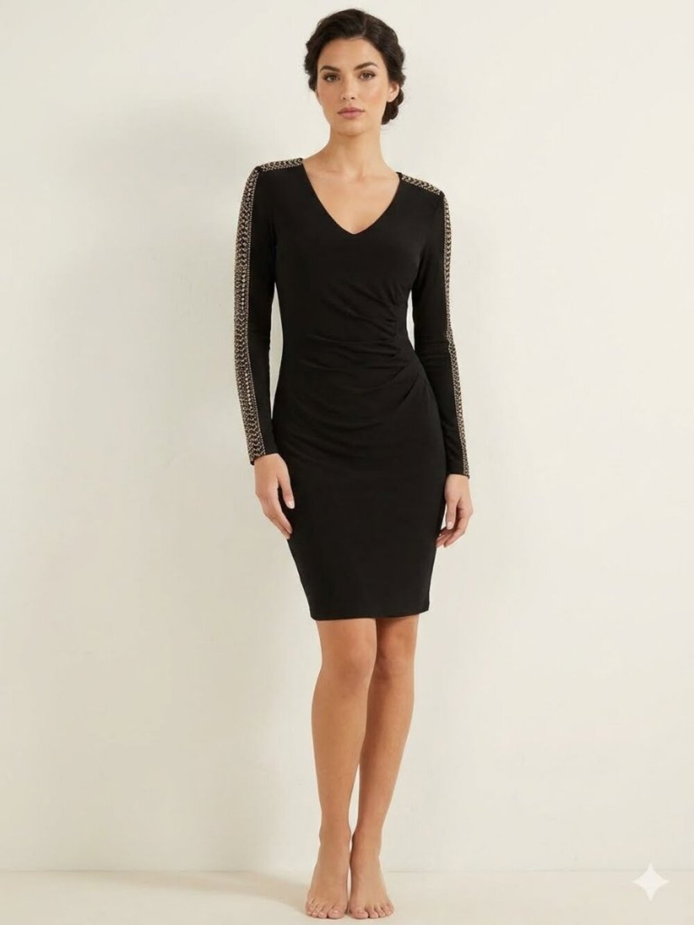 Guess black dress with gold embellishments, size 4